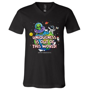 Uniqueness Is Out Of This World Autism Awareness V-Neck T-Shirt