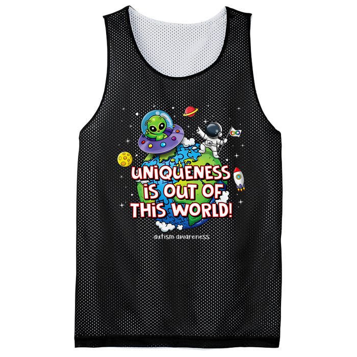 Uniqueness Is Out Of This World Autism Awareness Mesh Reversible Basketball Jersey Tank