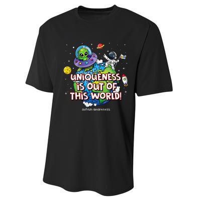 Uniqueness Is Out Of This World Autism Awareness Performance Sprint T-Shirt