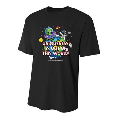 Uniqueness Is Out Of This World Autism Awareness Youth Performance Sprint T-Shirt