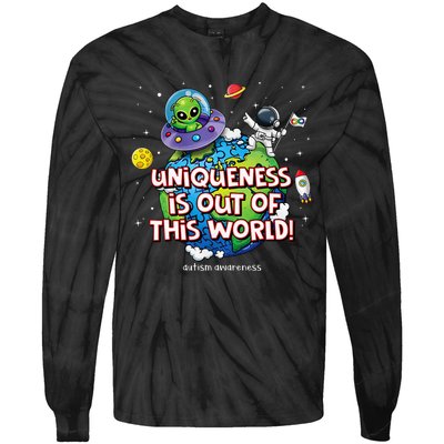 Uniqueness Is Out Of This World Autism Awareness Tie-Dye Long Sleeve Shirt