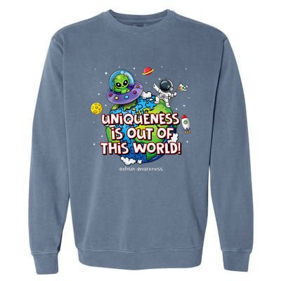 Uniqueness Is Out Of This World Autism Awareness Garment-Dyed Sweatshirt