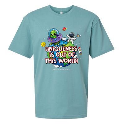 Uniqueness Is Out Of This World Autism Awareness Sueded Cloud Jersey T-Shirt