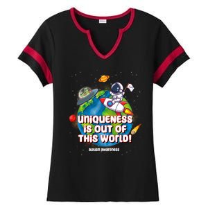 Uniqueness Is Out Of This World Autism Awareness Space Ladies Halftime Notch Neck Tee