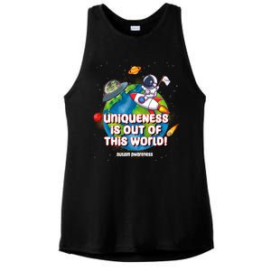 Uniqueness Is Out Of This World Autism Awareness Space Ladies PosiCharge Tri-Blend Wicking Tank