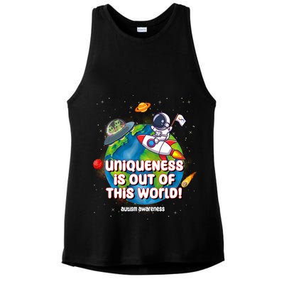 Uniqueness Is Out Of This World Autism Awareness Space Ladies PosiCharge Tri-Blend Wicking Tank
