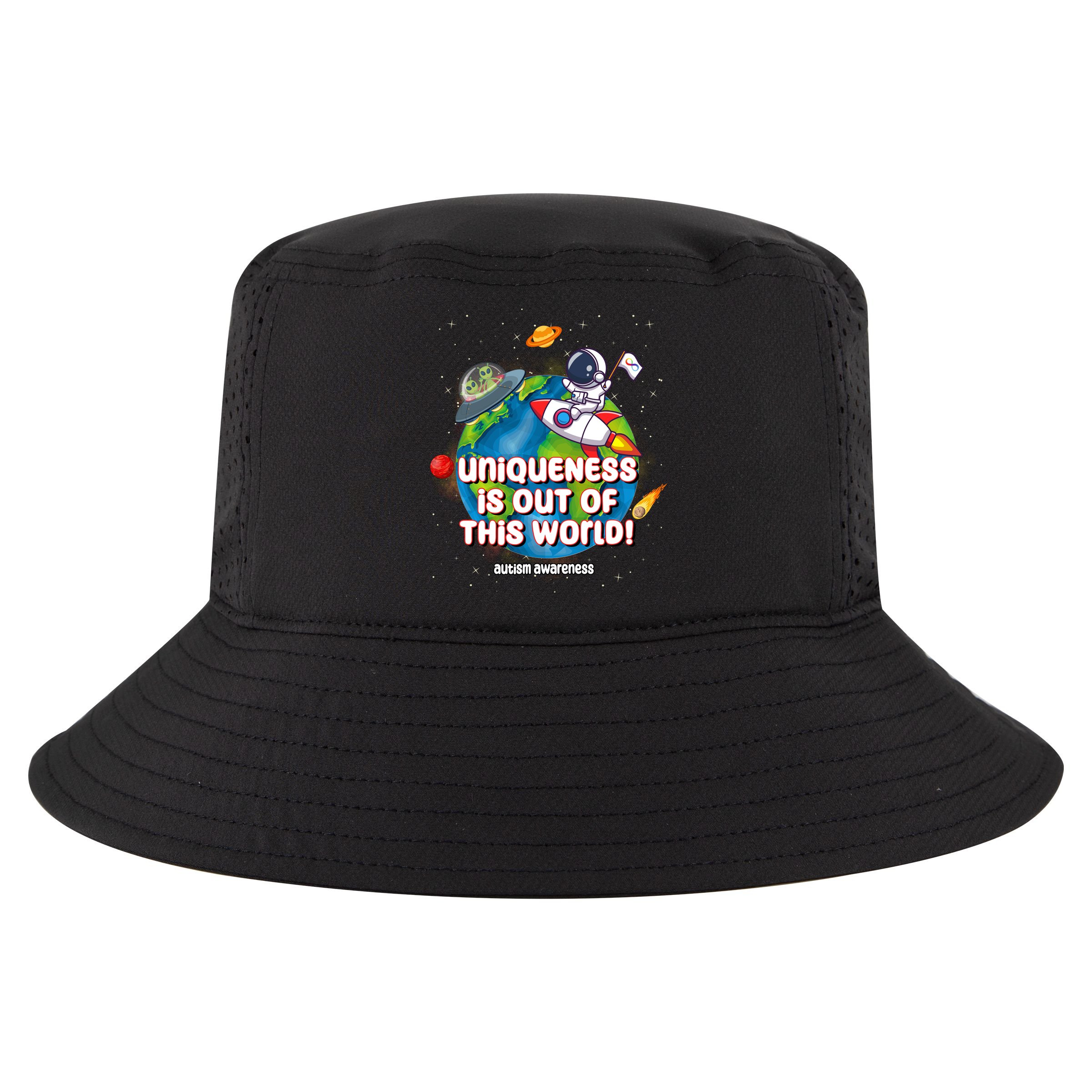 Uniqueness Is Out Of This World Autism Awareness Space Cool Comfort Performance Bucket Hat