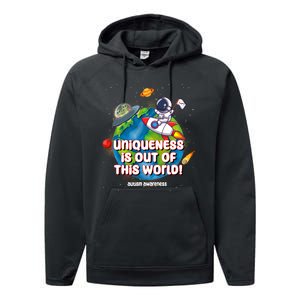 Uniqueness Is Out Of This World Autism Awareness Space Performance Fleece Hoodie