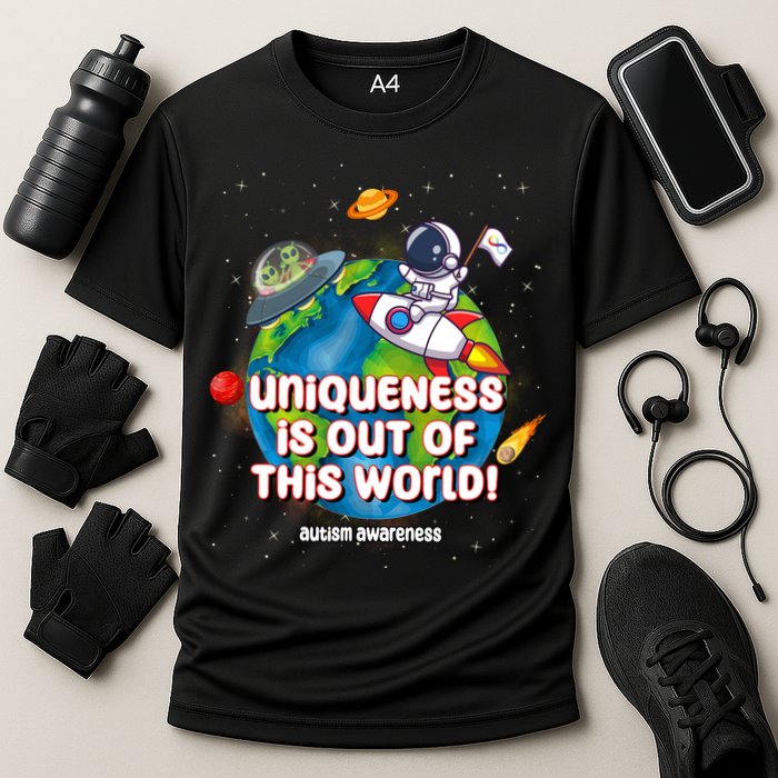 Uniqueness Is Out Of This World Autism Awareness Space Performance Shirt
