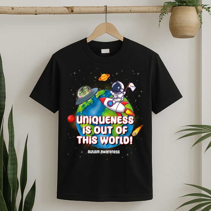 Uniqueness Is Out Of This World Autism Awareness Space T-Shirt