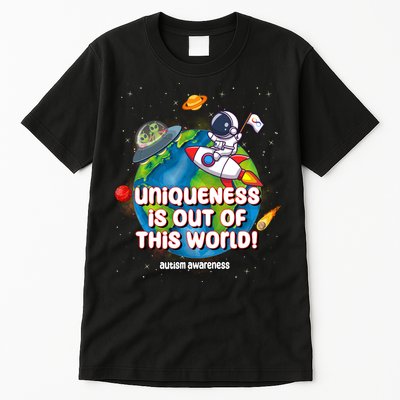 Uniqueness Is Out Of This World Autism Awareness Space Tall T-Shirt