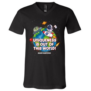 Uniqueness Is Out Of This World Autism Awareness Space V-Neck T-Shirt