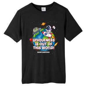 Uniqueness Is Out Of This World Autism Awareness Space Tall Fusion ChromaSoft Performance T-Shirt