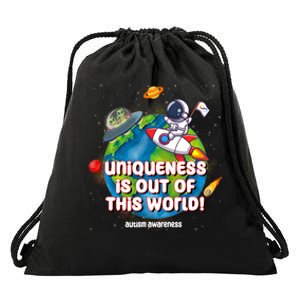 Uniqueness Is Out Of This World Autism Awareness Space Drawstring Bag