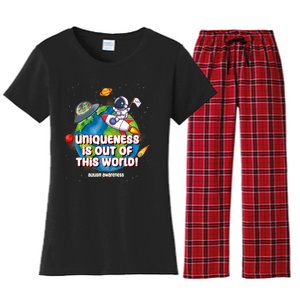 Uniqueness Is Out Of This World Autism Awareness Space Women's Flannel Pajama Set