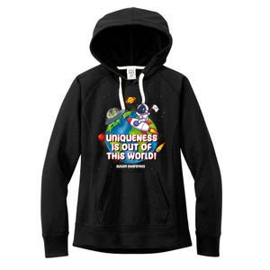 Uniqueness Is Out Of This World Autism Awareness Space Women's Fleece Hoodie