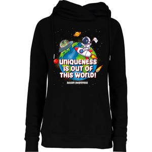 Uniqueness Is Out Of This World Autism Awareness Space Womens Funnel Neck Pullover Hood