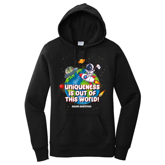 Uniqueness Is Out Of This World Autism Awareness Space Women's Pullover Hoodie