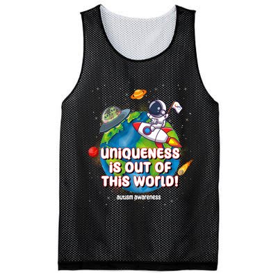 Uniqueness Is Out Of This World Autism Awareness Space Mesh Reversible Basketball Jersey Tank