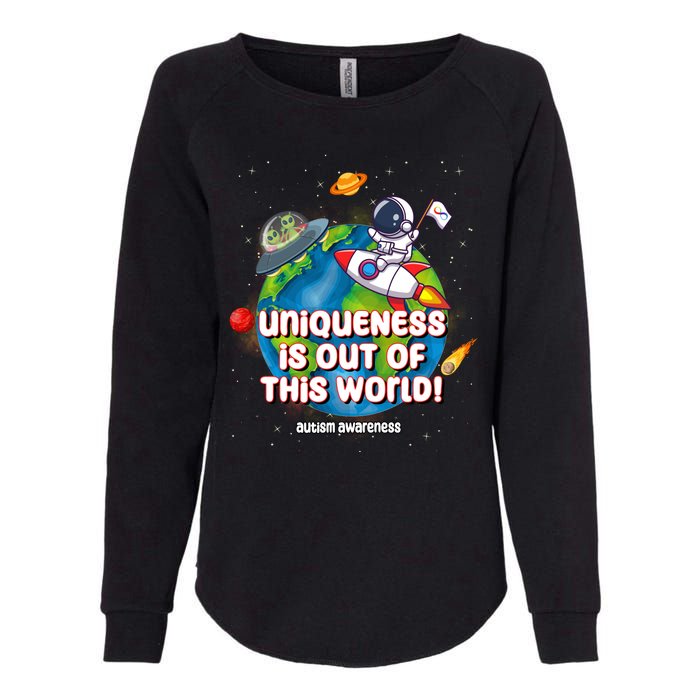 Uniqueness Is Out Of This World Autism Awareness Space Womens California Wash Sweatshirt