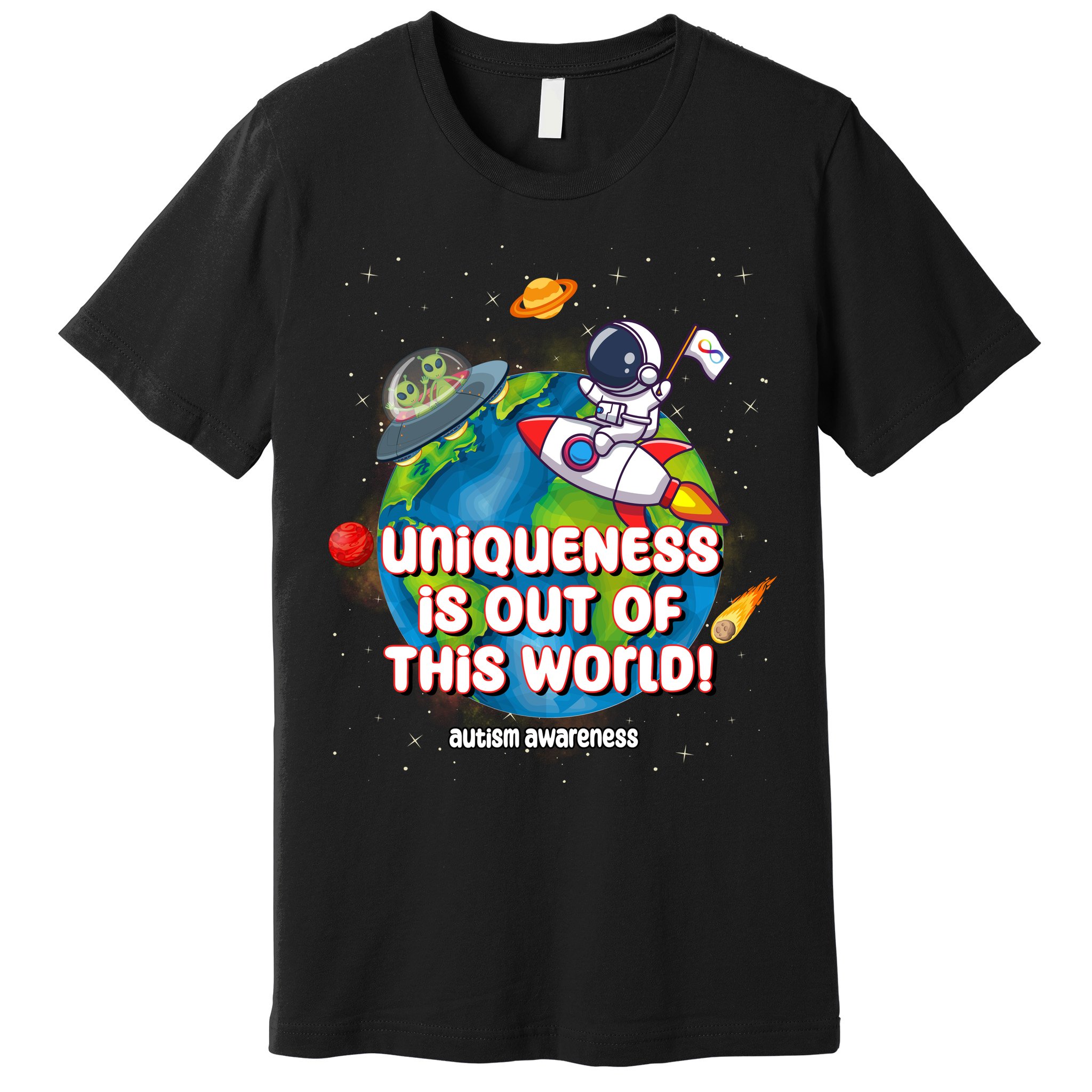 Uniqueness Is Out Of This World Autism Awareness Space Premium T-Shirt