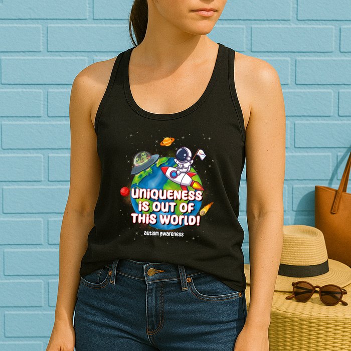 Uniqueness Is Out Of This World Autism Awareness Space Womens Tank Top
