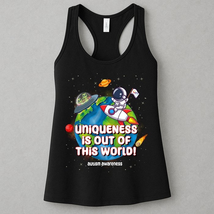 Uniqueness Is Out Of This World Autism Awareness Space Womens Tank Top