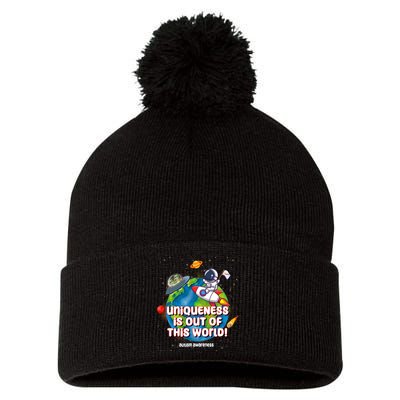 Uniqueness Is Out Of This World Autism Awareness Space Pom Pom 12in Knit Beanie