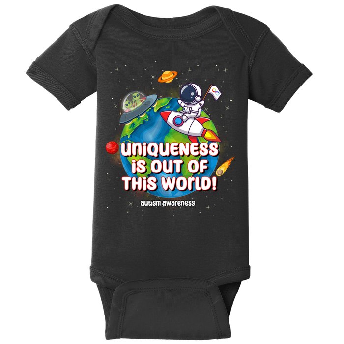 Uniqueness Is Out Of This World Autism Awareness Space Baby Bodysuit