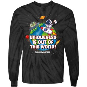 Uniqueness Is Out Of This World Autism Awareness Space Tie-Dye Long Sleeve Shirt