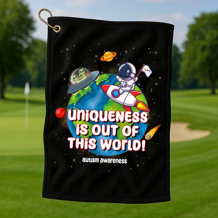 Uniqueness Is Out Of This World Autism Awareness Space Golf Towel