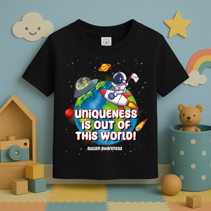 Uniqueness Is Out Of This World Autism Awareness Space Toddler T-Shirt