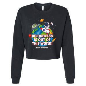 Uniqueness Is Out Of This World Autism Awareness Space Cropped Pullover Crew