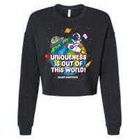 Uniqueness Is Out Of This World Autism Awareness Space Cropped Pullover Crew