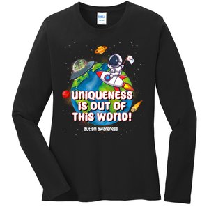 Uniqueness Is Out Of This World Autism Awareness Space Ladies Long Sleeve Shirt