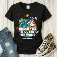 Uniqueness Is Out Of This World Autism Awareness Space Womens T-Shirt