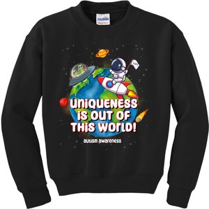 Uniqueness Is Out Of This World Autism Awareness Space Kids Sweatshirt