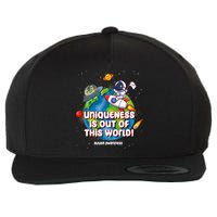 Uniqueness Is Out Of This World Autism Awareness Space Wool Snapback Cap