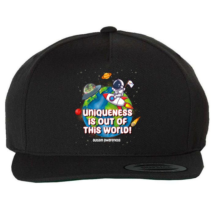 Uniqueness Is Out Of This World Autism Awareness Space Wool Snapback Cap