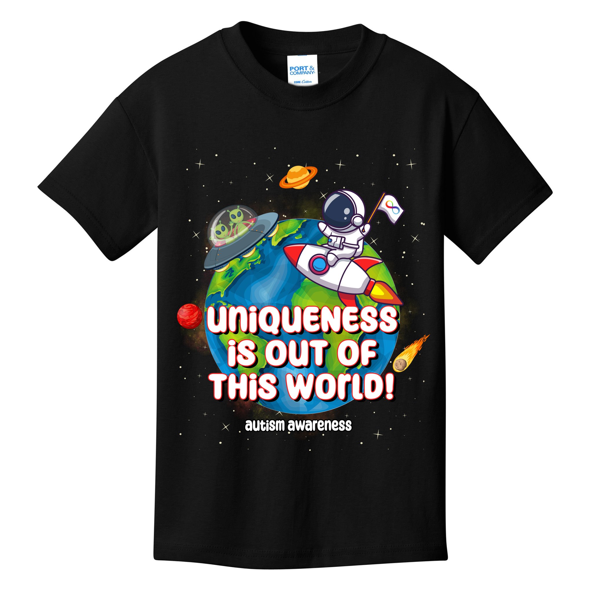 Uniqueness Is Out Of This World Autism Awareness Space Kids T-Shirt
