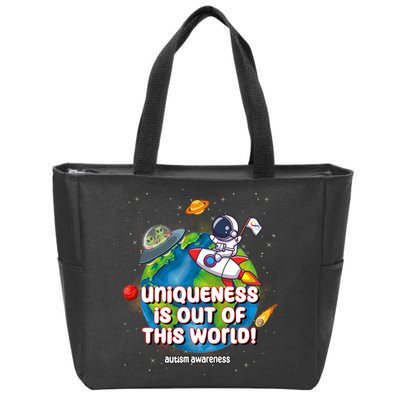 Uniqueness Is Out Of This World Autism Awareness Space Zip Tote Bag