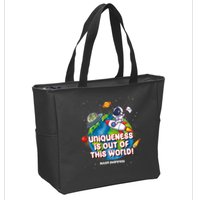 Uniqueness Is Out Of This World Autism Awareness Space Zip Tote Bag