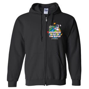 Uniqueness Is Out Of This World Autism Awareness Space Full Zip Hoodie