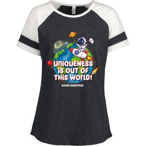 Uniqueness Is Out Of This World Autism Awareness Space Enza Ladies Jersey Colorblock Tee