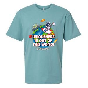 Uniqueness Is Out Of This World Autism Awareness Space Sueded Cloud Jersey T-Shirt