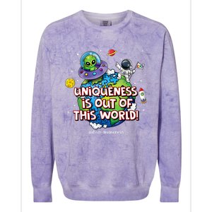 Uniqueness Is Out Of This World Autism Awareness Colorblast Crewneck Sweatshirt