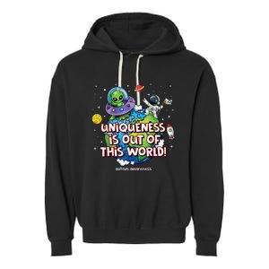 Uniqueness Is Out Of This World Autism Awareness Garment-Dyed Fleece Hoodie