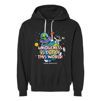 Uniqueness Is Out Of This World Autism Awareness Garment-Dyed Fleece Hoodie