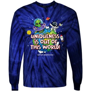 Uniqueness Is Out Of This World Autism Awareness Tie-Dye Long Sleeve Shirt