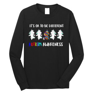 Unicorn It's OkTo Be Different Autism Awareness Tee Long Sleeve Shirt